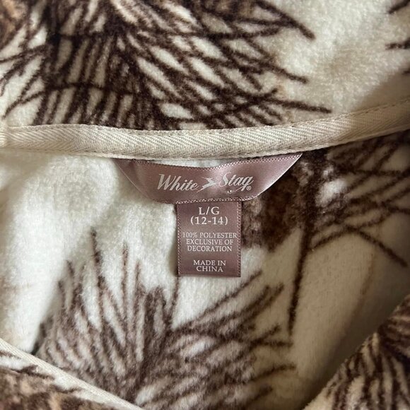 Size Large (12-14) White Stag Beige & Brown Full Zip Fleece - Picture 5 of 7